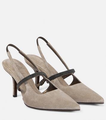 Monili suede slingback pumps | Brunello Cucinelli