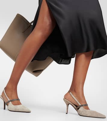 Monili suede slingback pumps | Brunello Cucinelli