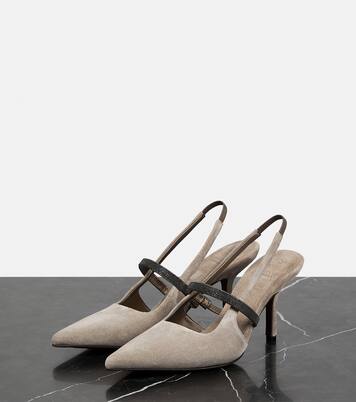 Monili suede slingback pumps | Brunello Cucinelli