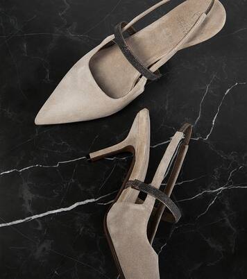 Monili suede slingback pumps | Brunello Cucinelli