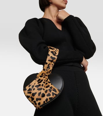 Le Cache Cœur calf hair and leather clutch | Alaïa
