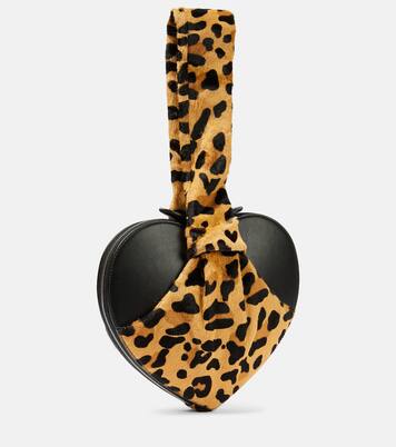 Le Cache Cœur calf hair and leather clutch | Alaïa