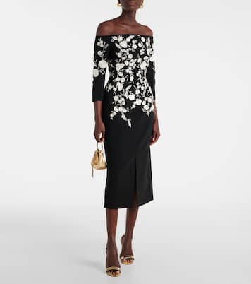 Besticktes Off-Shoulder-Midikleid | Carolina Herrera