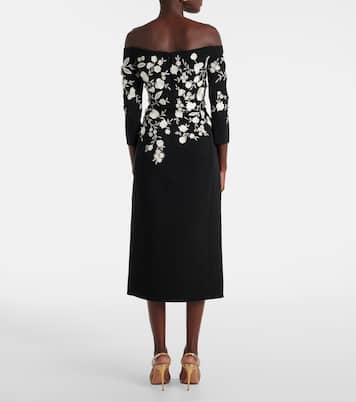 Besticktes Off-Shoulder-Midikleid | Carolina Herrera