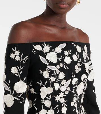 Besticktes Off-Shoulder-Midikleid | Carolina Herrera
