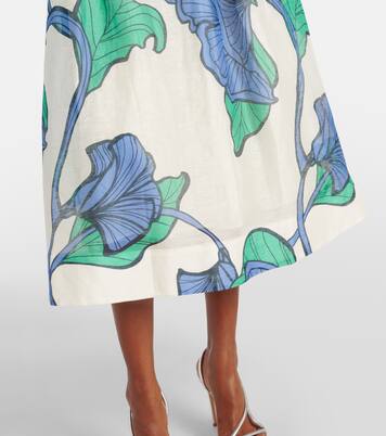 Robe midi Blue Ivy en lin et soie à fleurs | Rebecca Vallance