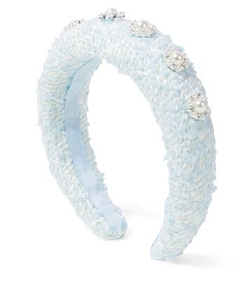 Faux pearl-embellished tweed headband | Self-Portrait Kids