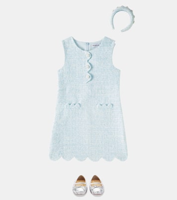 Faux pearl-embellished tweed headband | Self-Portrait Kids