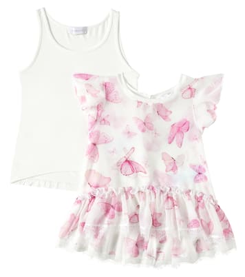 Butterflies ruffled georgette top | Monnalisa