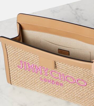 Avenue Small leather-trimmed pouch | Jimmy Choo