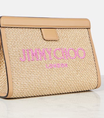 Avenue Small leather-trimmed pouch | Jimmy Choo