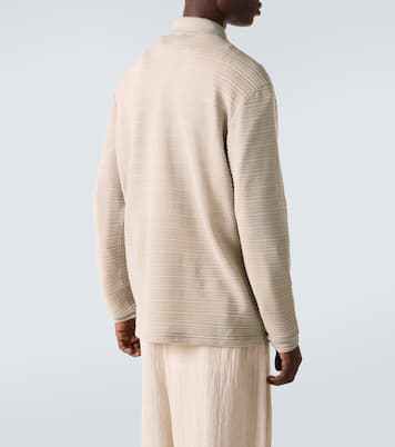 Striped virgin wool jersey polo sweater | Giorgio Armani