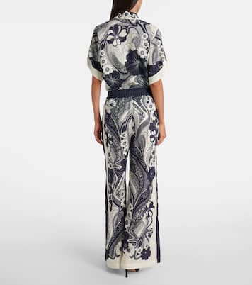 Pantalon ample Mickey en lin à fleurs | Alémais