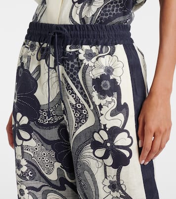 Pantalon ample Mickey en lin à fleurs | Alémais