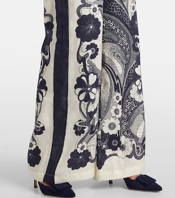 Pantalon ample Mickey en lin à fleurs | Alémais