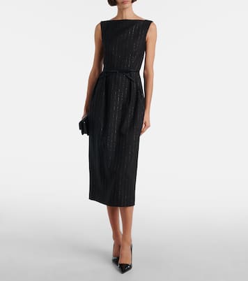 Pinstripe wool lamé midi dress | Erdem