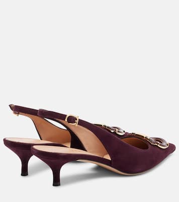 Sara 40 Gancini suede slingback pumps | Ferragamo
