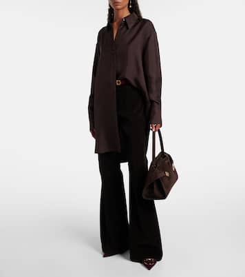 Sara 40 Gancini suede slingback pumps | Ferragamo