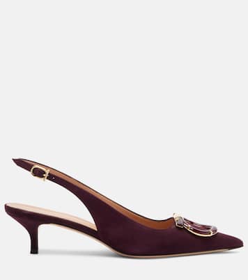 Sara 40 Gancini suede slingback pumps | Ferragamo