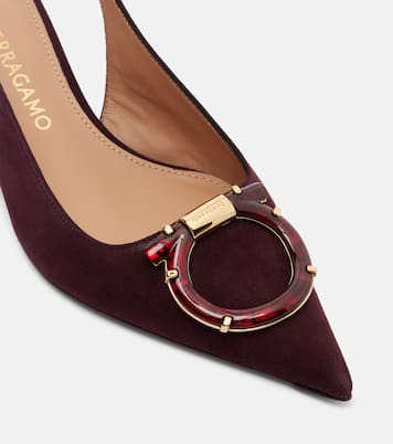 Sara 40 Gancini suede slingback pumps | Ferragamo