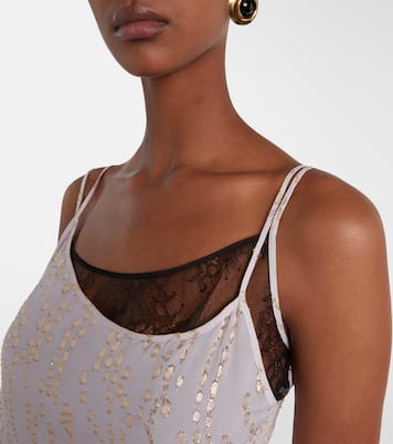 Printed ruffled asymmetric silk-blend top | Jacques Wei