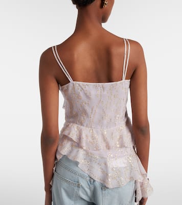 Printed ruffled asymmetric silk-blend top | Jacques Wei