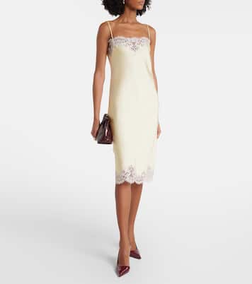 Lace-trimmed satin slip dress | Stella McCartney