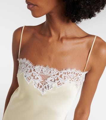 Lace-trimmed satin slip dress | Stella McCartney