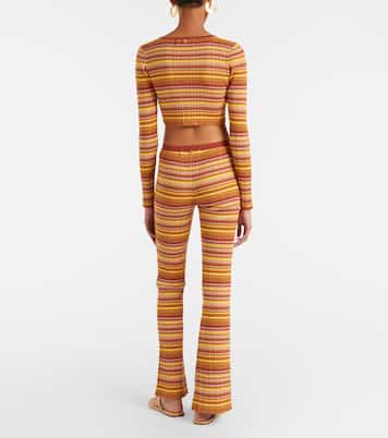 Ann ribbed-knit striped flared pants | Bananhot