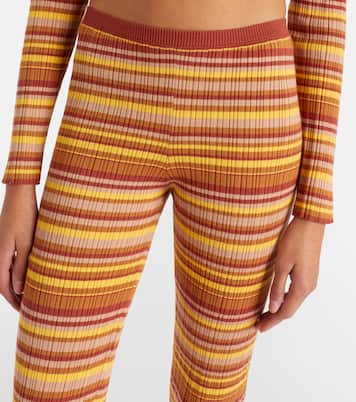 Ann ribbed-knit striped flared pants | Bananhot