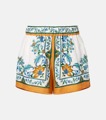 Flora Tile floral linen-blend shorts | Farm Rio