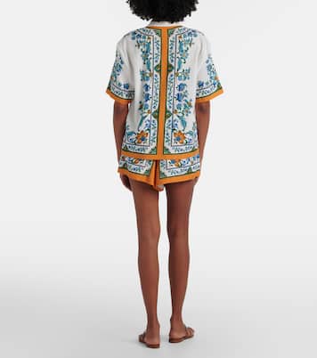 Flora Tile floral linen-blend shorts | Farm Rio