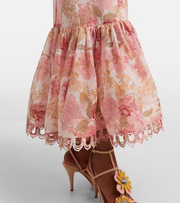 Robe midi Como en lin et soie à fleurs | Zimmermann