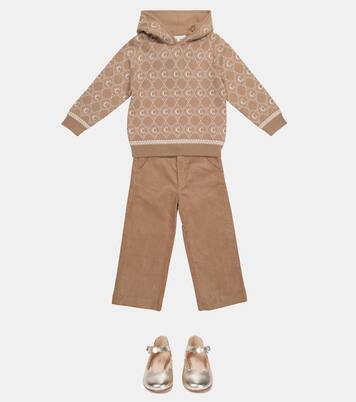 Stretch-cotton corduroy straight pants | Chloé Kids
