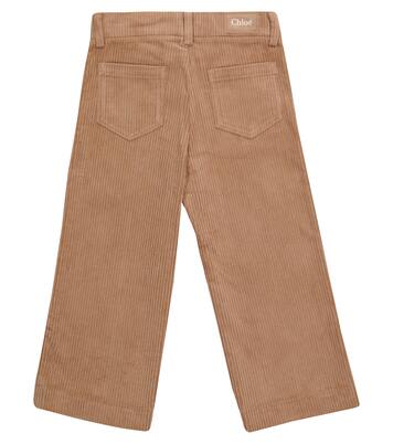 Stretch-cotton corduroy straight pants | Chloé Kids