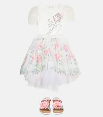Floral flocked tulle skirt | Monnalisa