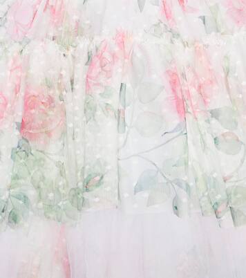 Floral flocked tulle skirt | Monnalisa
