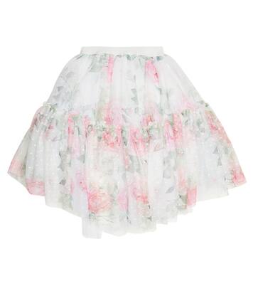 Floral flocked tulle skirt | Monnalisa
