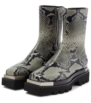 Snake-effect leather ankle boots | Peter Do