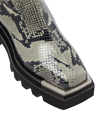 Snake-effect leather ankle boots | Peter Do