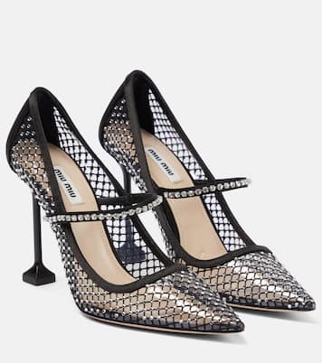 Pumps aus Mesh mit Kristallen | Miu Miu