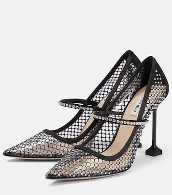 Pumps aus Mesh mit Kristallen | Miu Miu