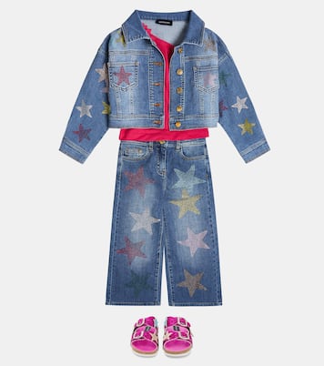 Embellished wide-leg jeans | Monnalisa