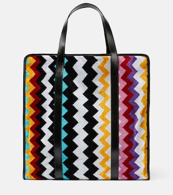 Cyrus ZigZag leather-trimmed tote bag | Missoni
