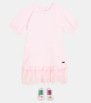 Jersey tulle-trimmed dress | Monnalisa