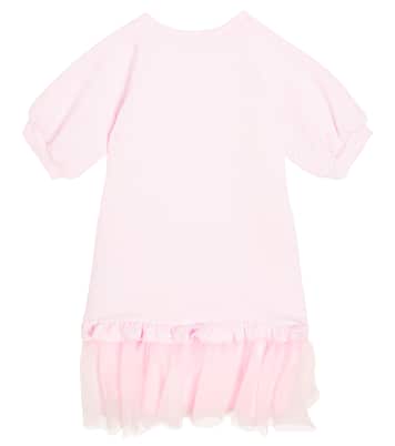 Jersey tulle-trimmed dress | Monnalisa