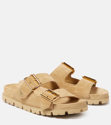 Logo suede sandals | Prada