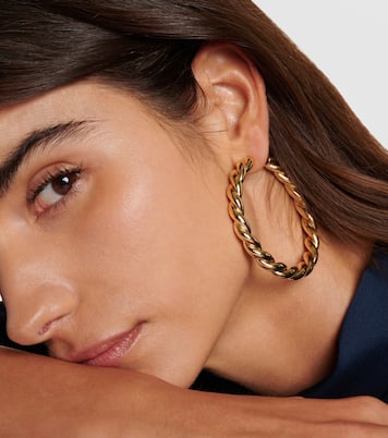 Pendientes de aro Twisted chapados en oro de 14 ct | Jennifer Fisher