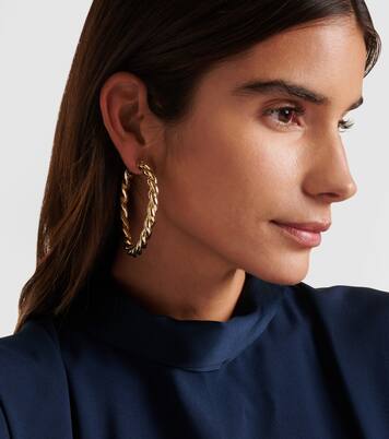 Pendientes de aro Twisted chapados en oro de 14 ct | Jennifer Fisher