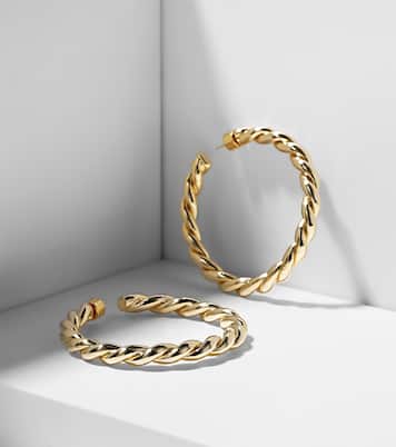 Pendientes de aro Twisted chapados en oro de 14 ct | Jennifer Fisher